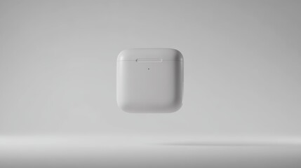 A minimalist studio shot presents a sleek, modern earbud case, designed to represent high-fidelity audio. The image uses the elegance of form and design to convey cutting-edge technology.