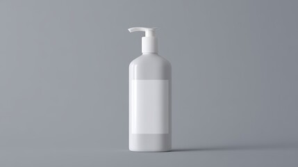 A sleek, minimalist bottle of liquid soap stands centered against a clean backdrop, showcasing its simple elegance and functional design.