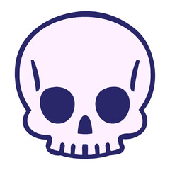 comic book style quirky cartoon skull in bright neon color
