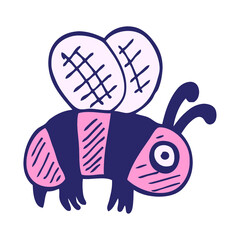 cartoon doodle in bright neon color