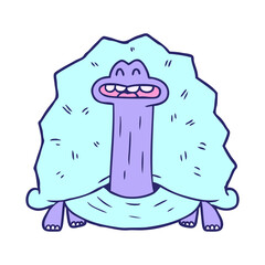 funny cartoon turtle in bright neon color