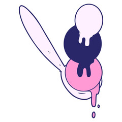 cartoon ice cream scoop in bright neon color