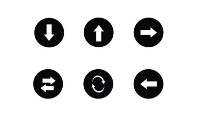 Up down left refresh and right arrow icon on black circle 