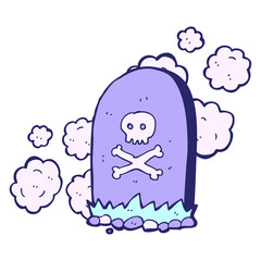 cartoon grave in bright neon color