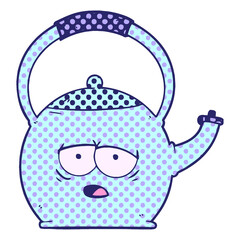cartoon kettle in bright neon color