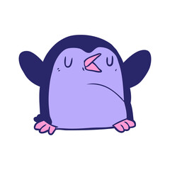 cartoon penguin in bright neon color