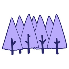 cartoon trees in bright neon color