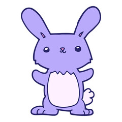 cute cartoon rabbit in bright neon color
