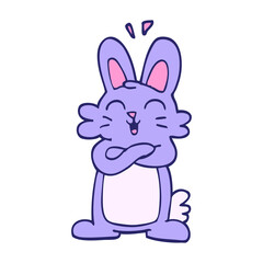 cartoon doodle cute bunny in bright neon color