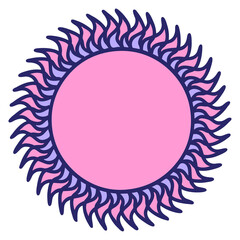 iconic tattoo style image of a sun in bright neon color