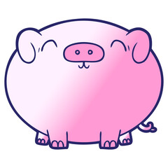 cartoon pig in bright neon color