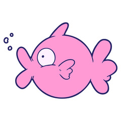 cartoon fish in bright neon color