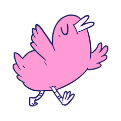 cartoon happy bird in bright neon color