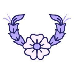 iconic tattoo style image of a decorative flower in bright neon color