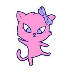 cartoon cat in bright neon color