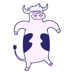 cartoon bull in bright neon color