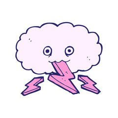 cartoon thundercloud in bright neon color