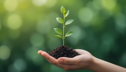 plant growing from soil in a hand