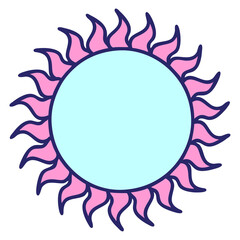 iconic tattoo style image of a sun in bright neon color