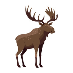 Fototapeta premium Illustration of a majestic moose with large antlers – stock vector in colorful flat style