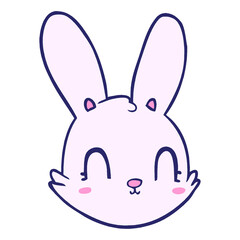 cartoon bunny face in bright neon color