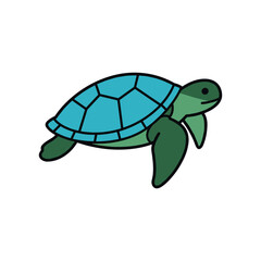 Fototapeta premium Simple cartoon style green sea turtle illustration – stock vector in colorful flat style