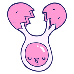cartoon cracked egg in bright neon color