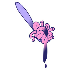 cartoon spaghetti in bright neon color