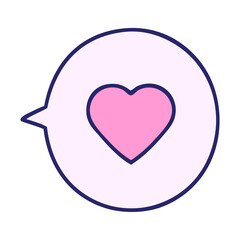 cartoon of a love heart in speech bubble in bright neon color