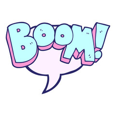 freehand drawn speech bubble cartoon boom in bright neon color
