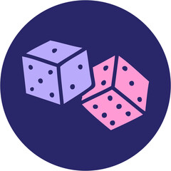iconic tattoo style image of lucky dice in bright neon color