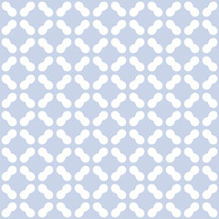 Vector geometric ornament. Abstract seamless pattern with rounded shapes, grid, mesh, lattice, tiles. Cute light blue and white background. Subtle minimal texture. Repeating design for textile, decor