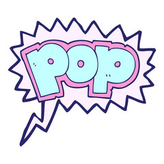 freehand drawn speech bubble cartoon POP symbol in bright neon color