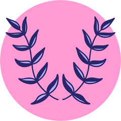 iconic tattoo style image of a laurel in bright neon color