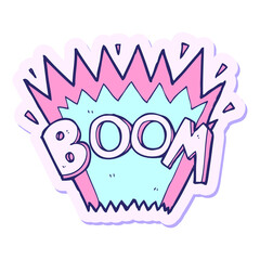 sticker of a cartoon comic book explosion in bright neon color
