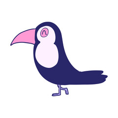 cartoon toucan in bright neon color