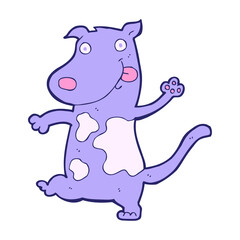 cartoon happy dog in bright neon color