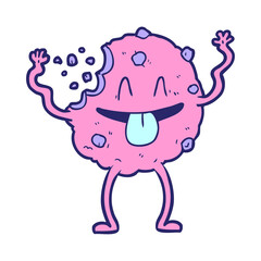 cartoon cookie in bright neon color