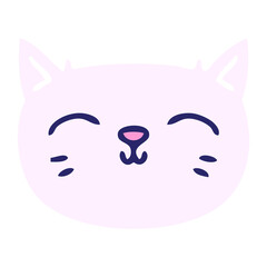 hand drawn quirky cartoon cat face in bright neon color