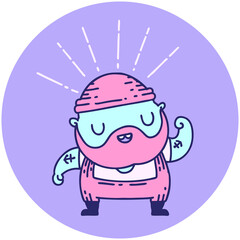 icon of tattoo style bearded man flexing bicep