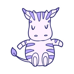 cute cartoon zebra in bright neon color