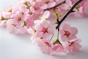 Obraz premium pink cherry blossom isolated on solid background
