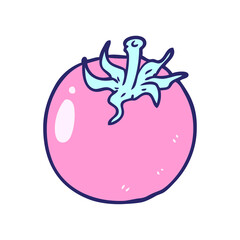cartoon fresh tomato in bright neon color