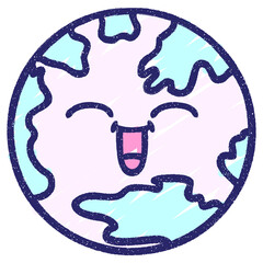 happy earth in bright neon color