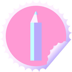 blue coloring pencil graphic vector illustration round sticker stamp in bright neon color