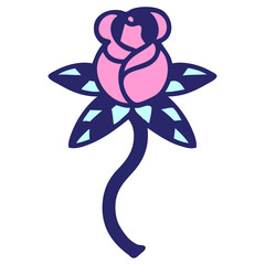 tattoo in traditional style of a flower in bright neon color