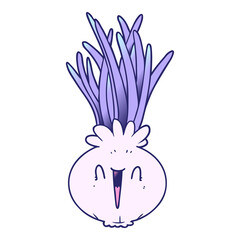 cartoon onion in bright neon color