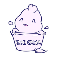 cute cartoon ice cream in bright neon color