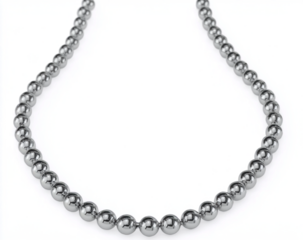 Metallic Ball Chain Necklace with Round Beads and Connector Clasp, 3D Render Isolated on Transparent Background