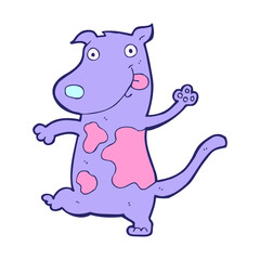 cartoon happy dog in bright neon color